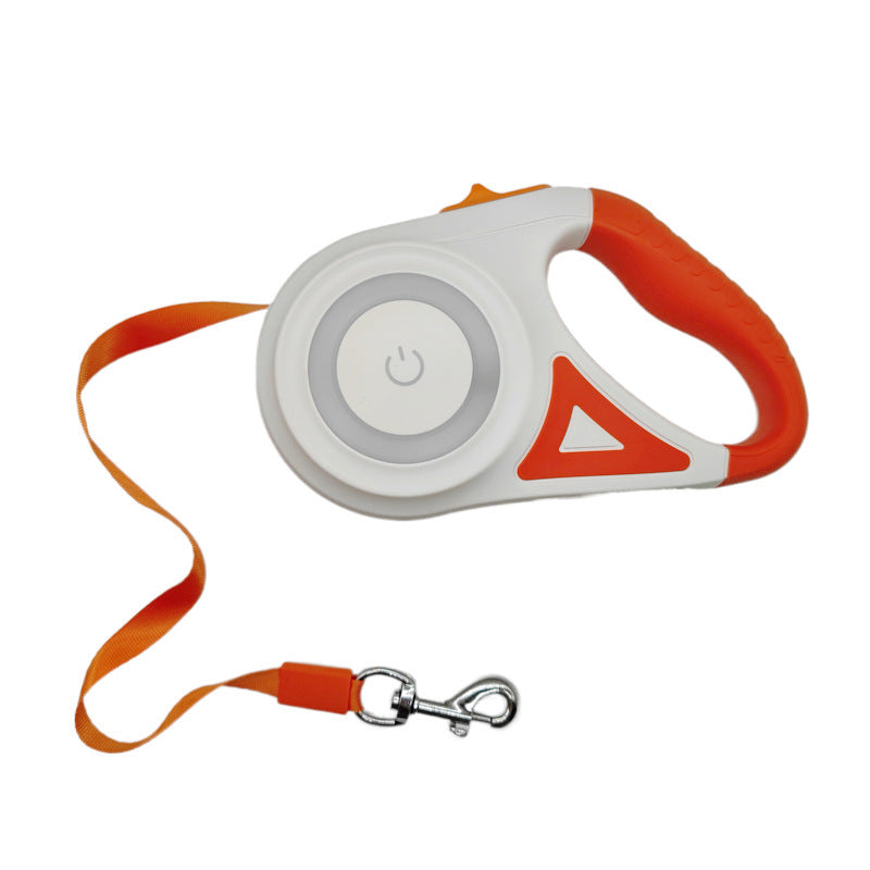LED Retractable Dog Leash - 5M, One-Hand Brake & Lock System