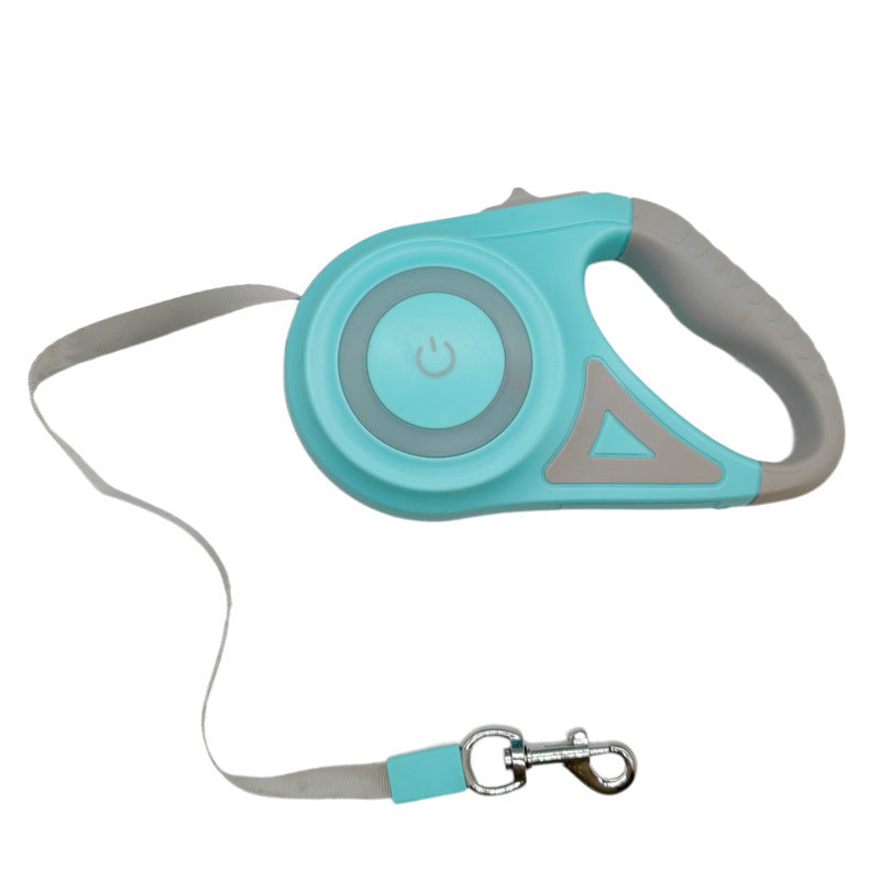 LED Retractable Dog Leash - 5M, One-Hand Brake & Lock System